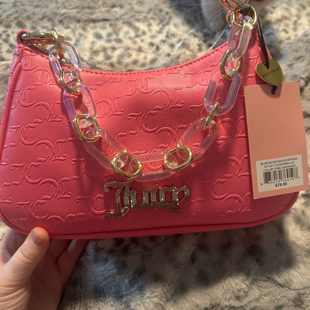 Juicy Couture Vibrant Pink Embossed Shoulder Bag